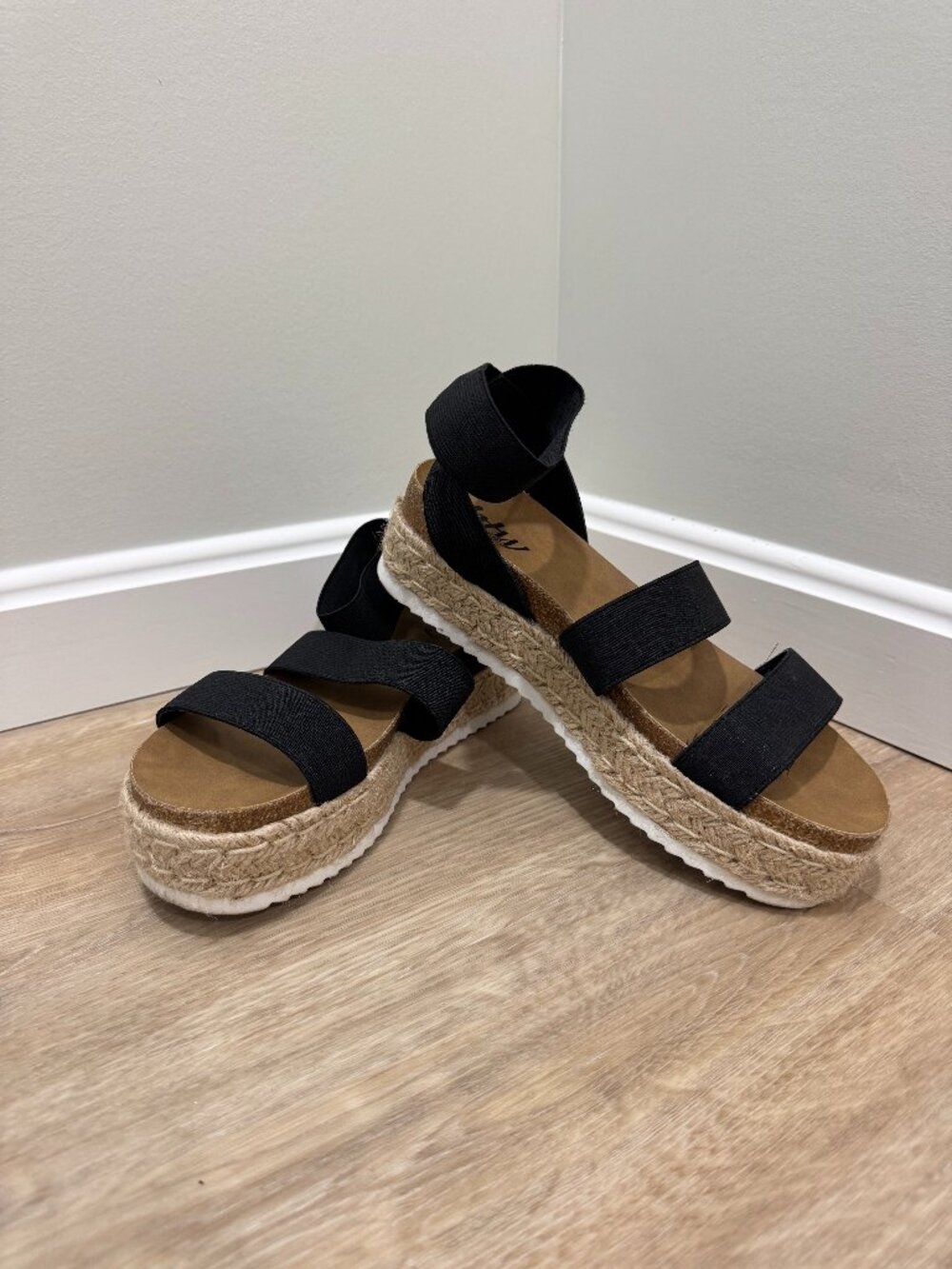 by the way.. platformed sandles, black, size 9